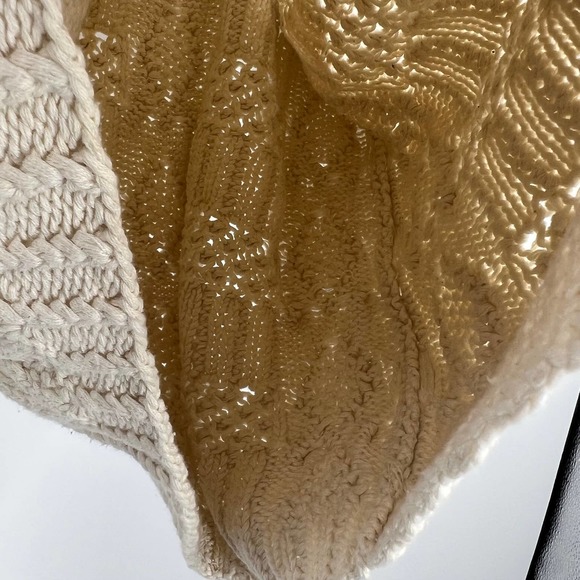 Vintage Chunky Knit Popover Sweater Cream Crew Neckline Women's Medium - Picture 4 of 6